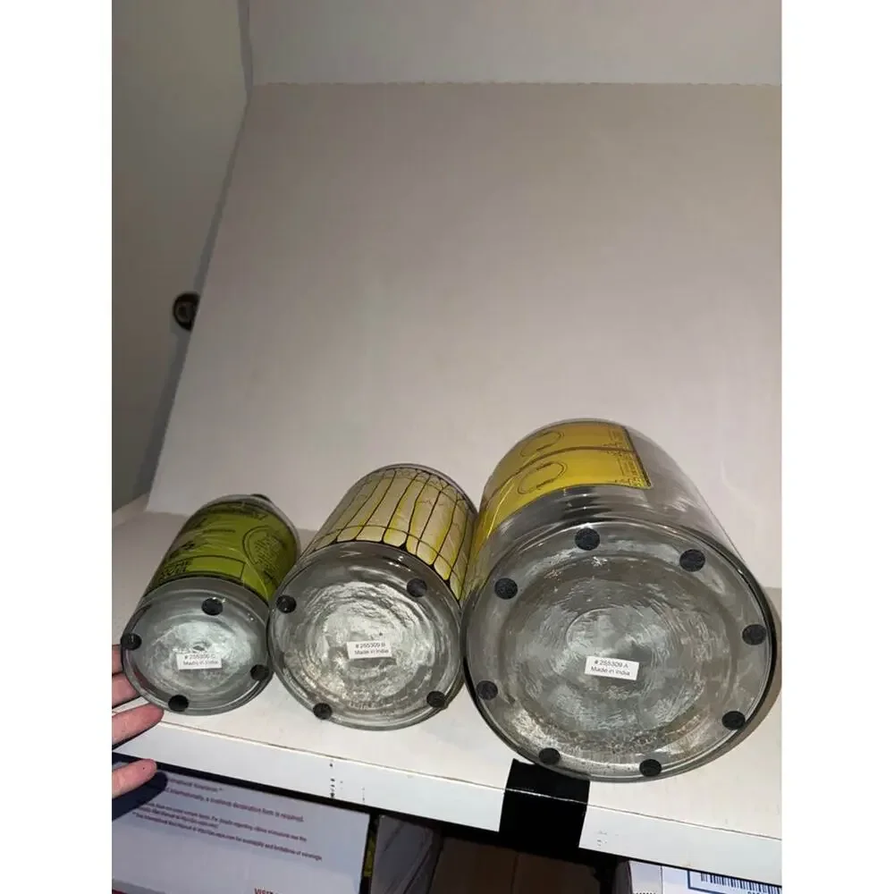 Set of 3 Vintage Belgian Glass Apothecary Display Jars